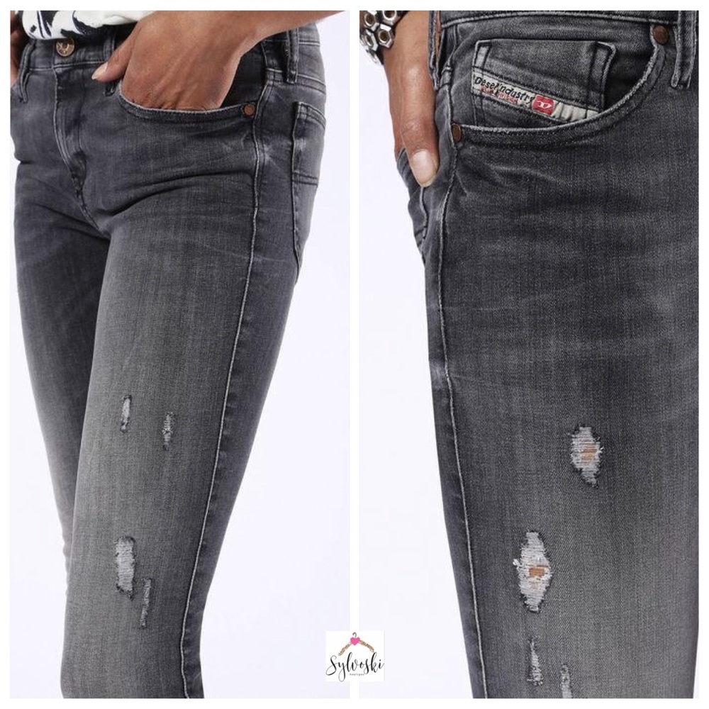 🔥 Diesel SKINZEE Super Skinny Grey Jeans Women - Picture 3 of 8